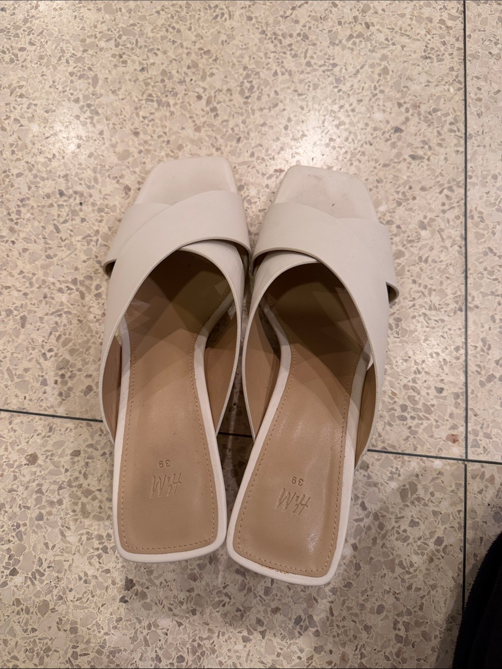 White Women's Square-Toe Slip-On Sandals
